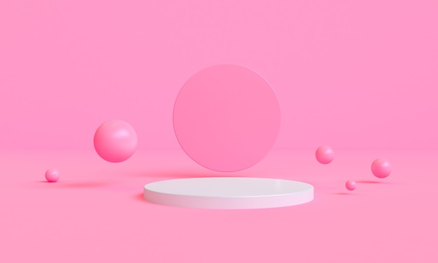 Abstack Pink 미니멀 스타일 플랫폼 제품 쇼케이스, 3d Rendring