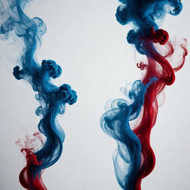 abstact red and blue smoke isolated on a white background ai generative