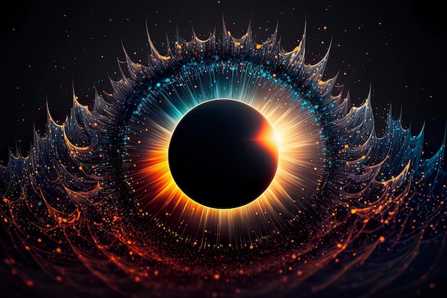 Abstact solar eclipse Night sky Generative AI