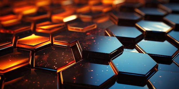 abstract 3 d rendering of dark hexagons background