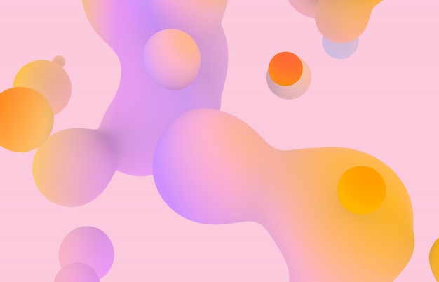 abstract 3d art background. holographic pastel floating liquid blobs, soap bubbles, metaballs.