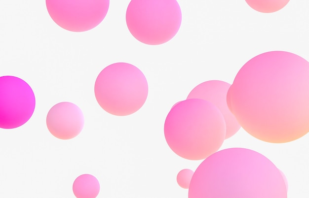 Abstract 3d art background. Pink floating liquid blobs, soap bubbles.