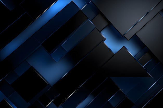 抽象的な 3 d 背景黒と青の幾何学的な青い光のデザイン AI 生成