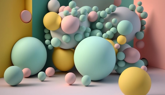 Abstract 3d background design with pastel colored generative Ai