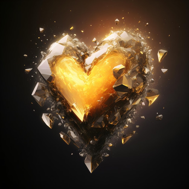 Abstract 3d background of explosion crystal heart