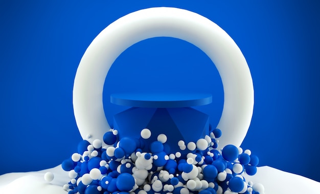 Abstract 3d background made of bubbles with presentation stand