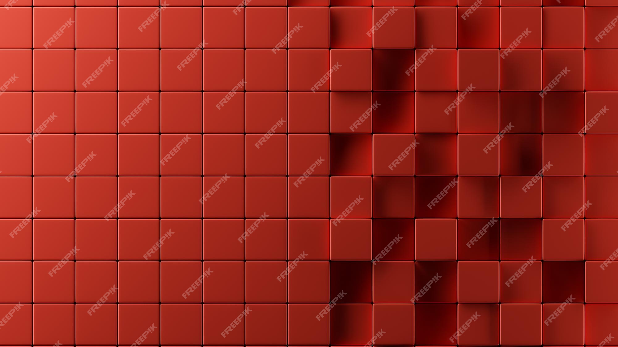 Premium Photo  Abstract 3d background red color, broken up into blocks of  different levels, with a lighter linking design overlapping. 3d illustration