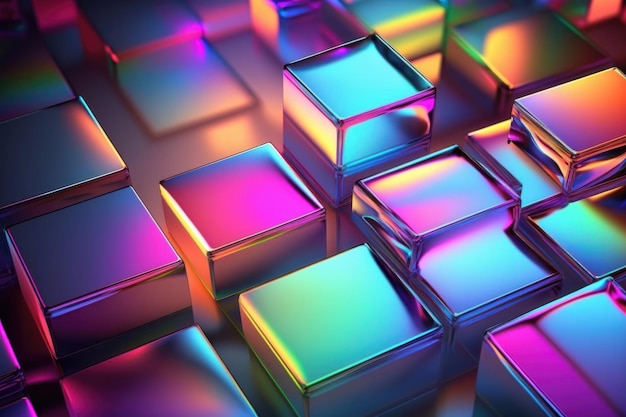 Abstract 3d background wallpaper with glass squares Generation AI