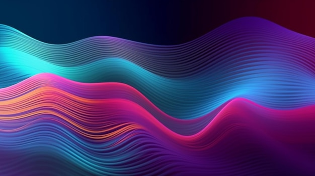 Abstract 3D Background with Blue and Violet Striped Wavy Lines