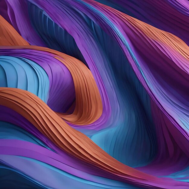 Abstract 3d background with blue and violet striped wavy lines