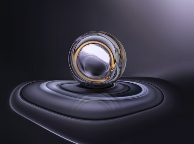 Abstract 3D background with chrome ball.