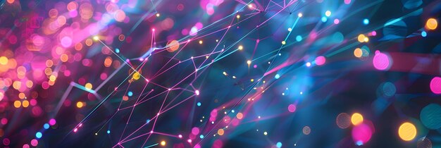 Abstract 3D Background with Neon Lights and Geometric Shapes