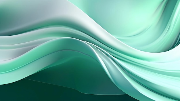 Photo abstract 3d beautiful water green and white gradient and wavy satin background