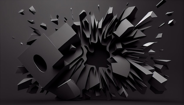 Abstract 3D black Background Generate Ai