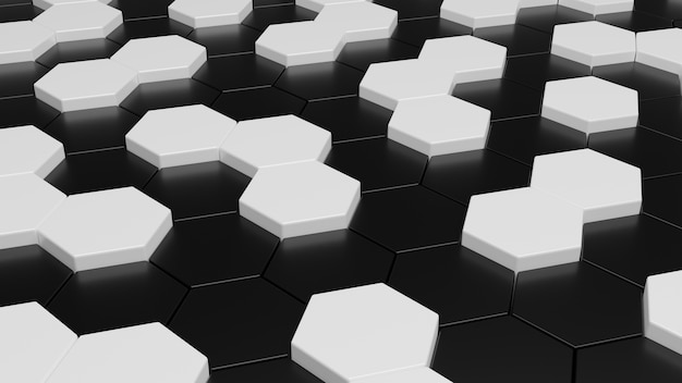 Abstract 3d black and white hexagonal background