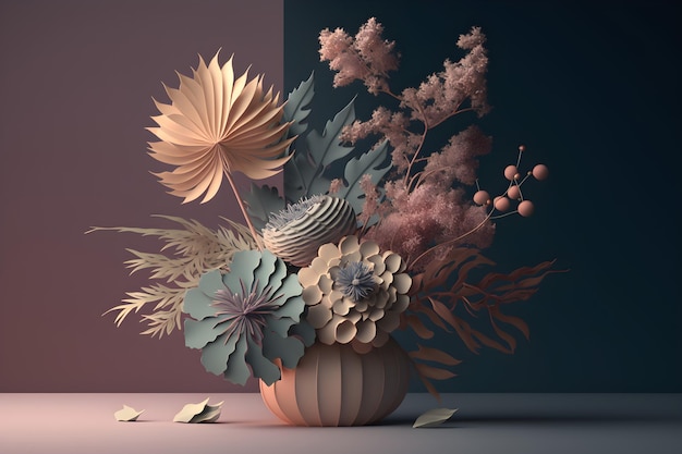 Abstract 3d christmas ikebana