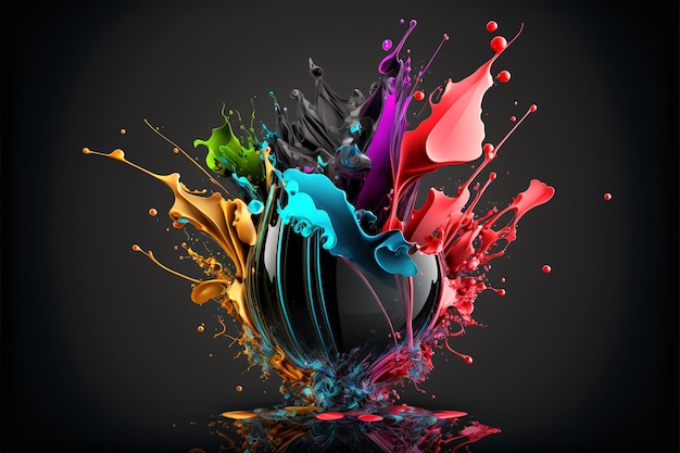 Abstract 3D Color Splash Background Ai generative