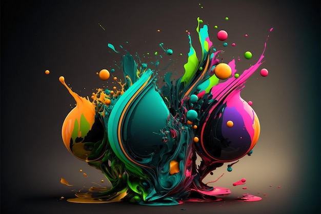 Abstract 3D Color Splash Background Ai generative