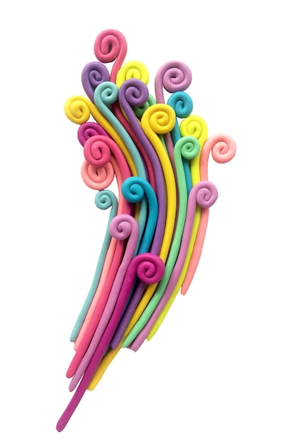 abstract 3d composition from plasticine colored rainbow curls 3D modern print