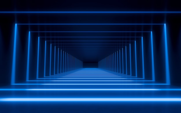 Abstract 3d corridor interior design with linear light