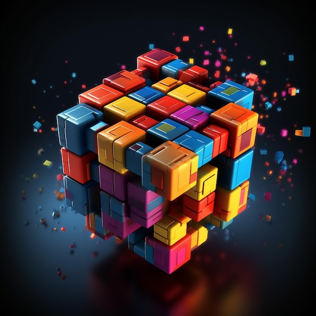 Photo abstract 3d cubes background wallpaper with glass squares colors blocks