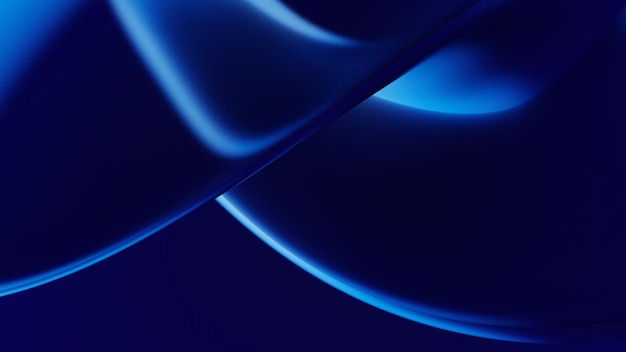 Abstract 3D dark blue fluid twisted wavy glass morphism background wallpaper banner cover header