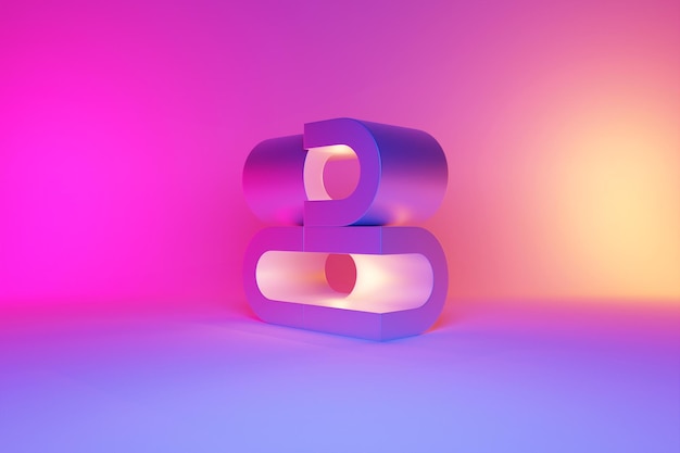 Abstract 3d design against colored background Smooth shape 3d rendering under neon color