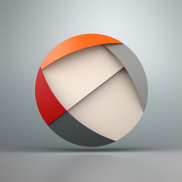 Photo an abstract 3d design of an orange gray and red ball