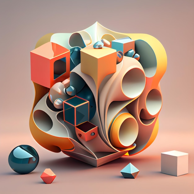 Abstract 3d geometric composition 3d render illustration Futuristic background