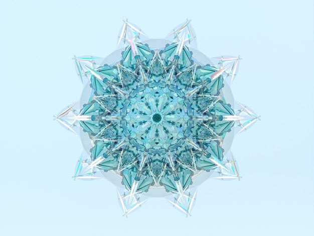 Abstract 3d geometric crystal mandala snowflake.