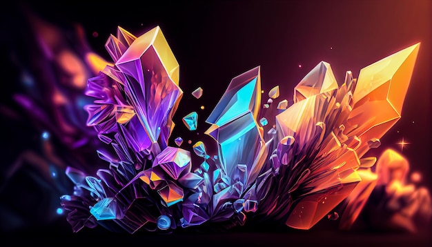 Abstract 3d glowing colorful crystals Generative AI Generative AI