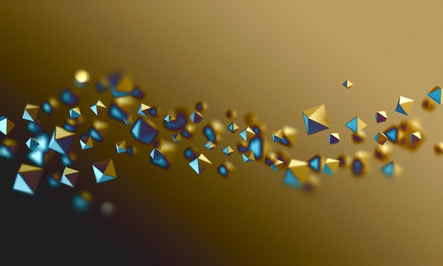 Abstract 3d golden polygonal futuristic background