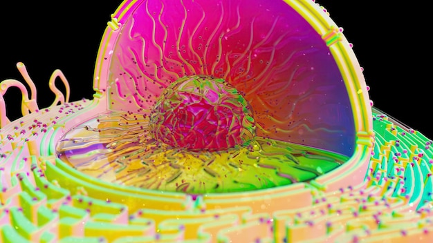 Abstract 3D-illustratie van de biologische cel