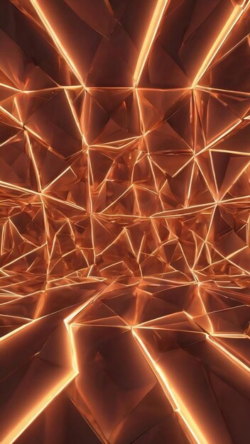 Abstract 3d illustration of 4k uhd geometric pattern with glowing lamps