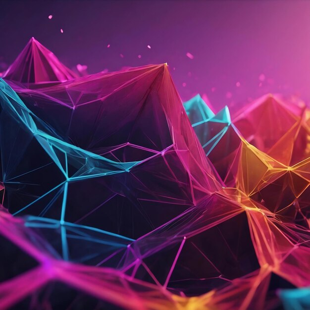 Abstract 3d illustration background with low poly plexus design