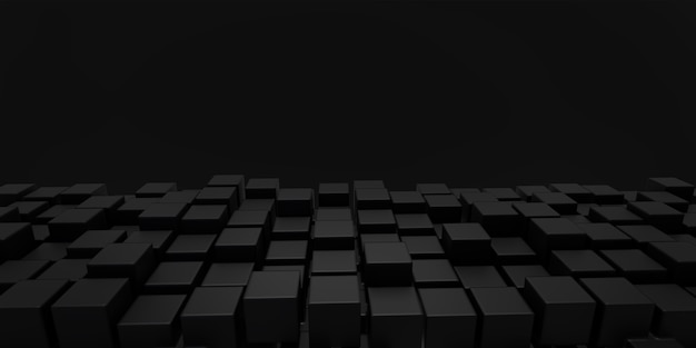 Abstract 3d illustration. Black blocks on a black background.