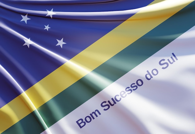 abstract 3d illustration of bom sucesso do sul flag on wavy fabric