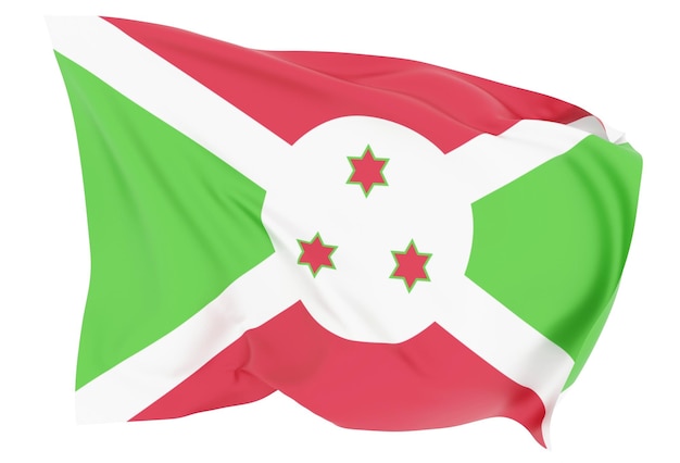 Photo abstract 3d illustration of burundi flag on wavy fabric isolated on white