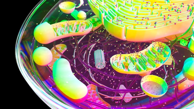 Abstract 3D illustration of the cell and the centriole