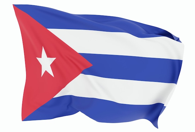 abstract 3d illustration of cuba flag on wavy fabric isolated on white