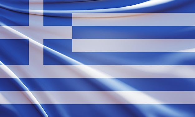 abstract 3d illustration of greece flag on wavy fabric