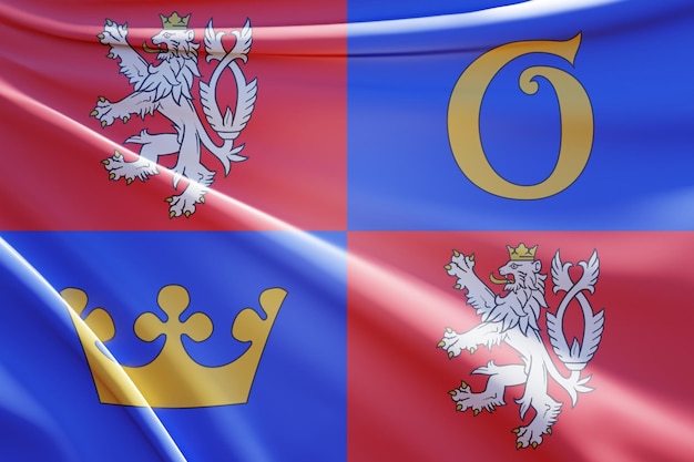 абстрактная 3d иллюстрация флага краловецкого края на волнистой ткани
