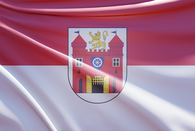 abstract 3d illustration of liberec flag on wavy fabric