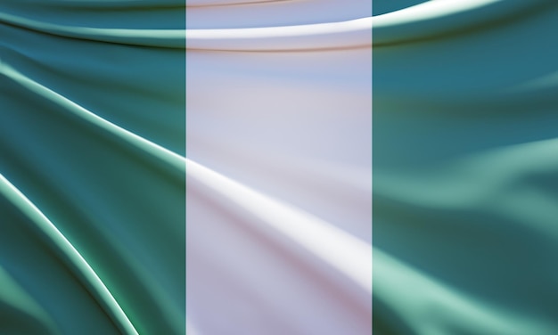 abstract 3d illustration of nigeria flag on wave fabric