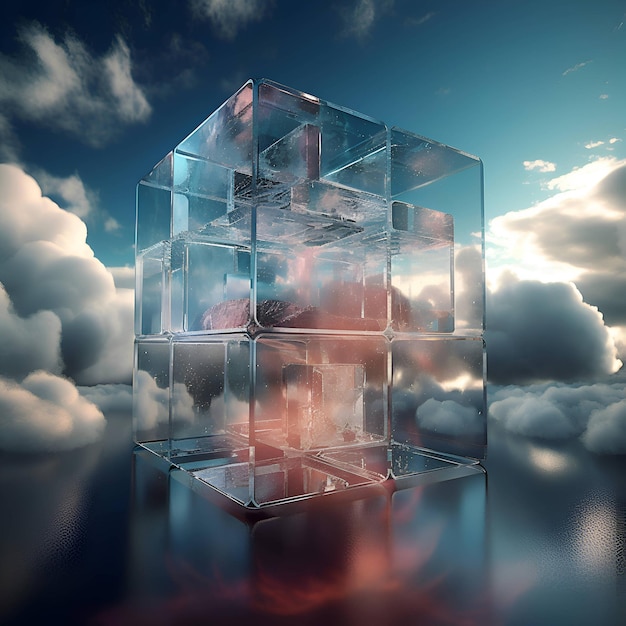 Abstract 3d illustration of the planet Earth in a glass cube