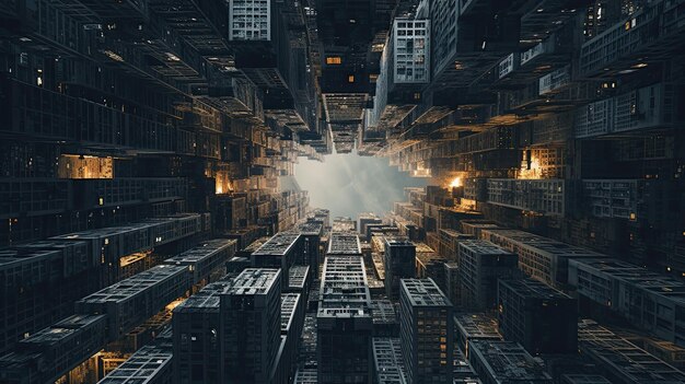 Foto abstract illustrazione 3d di grattacieli città futuristica