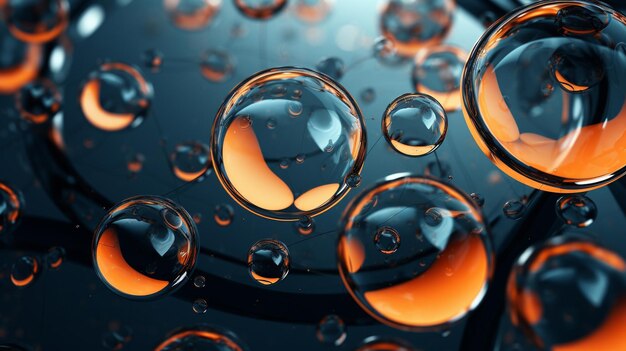 abstract 3d illustration of water drops in the form of bubbles