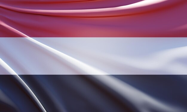 abstract 3d illustration of yemem flag on wavy fabric