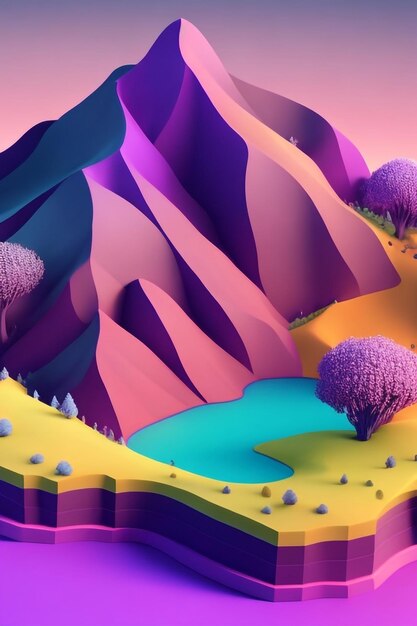 Abstract 3d landscape data visualization concept