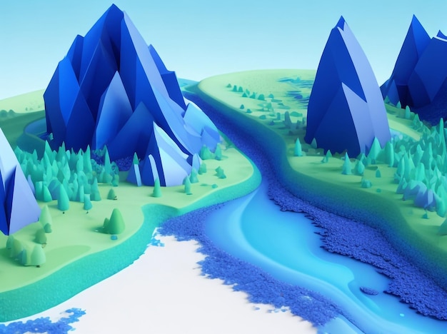 Abstract 3D Landscape Data Visualization Concept